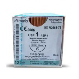 Sutura de  Polipropileno Atramat G3768-75 CALIBR3  1 AGUJA 37MM C/12
